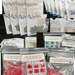 Assorted Swarovski beads - quantity 2625. 3mm, 4mm, 6mm bicone and round mix.